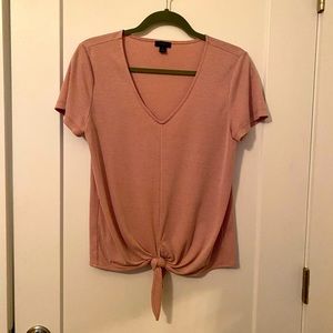 Like new!  Cute candy came pin stripe top with front tie. Ann Taylor Fact Sz M.